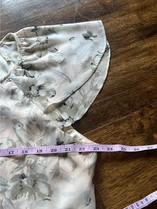 Roz & Ali Blush Pink Flutter Sleeve Floral Blouse 2X Tunic Top Fairy Lined - Picture 9 of 10